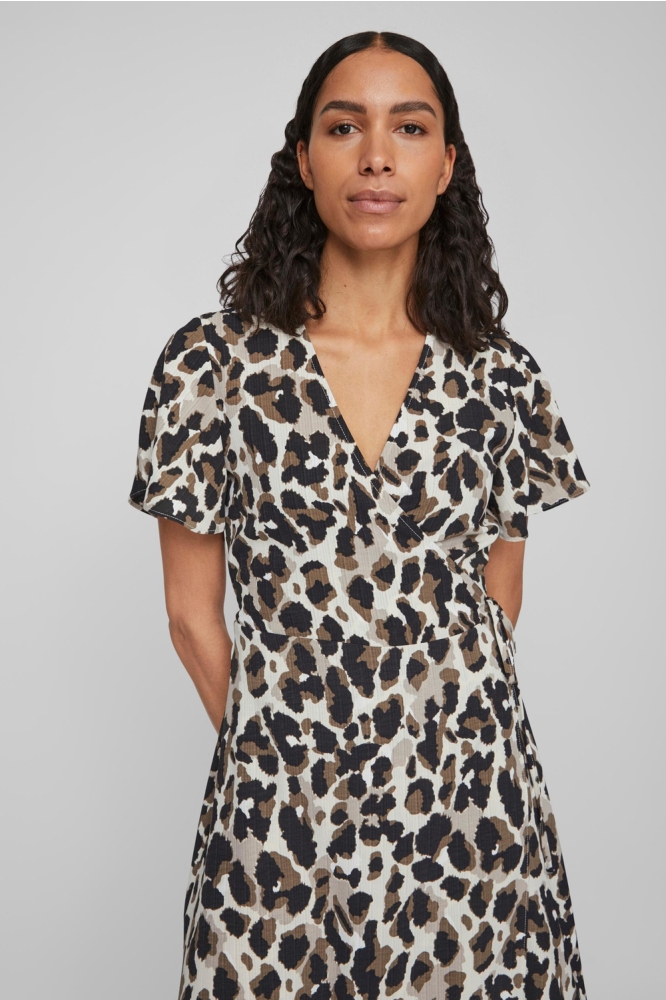 VILOVIE S/S WRAP MIDI DRESS/SU - NO 14059666 BIRCH/ASTRID